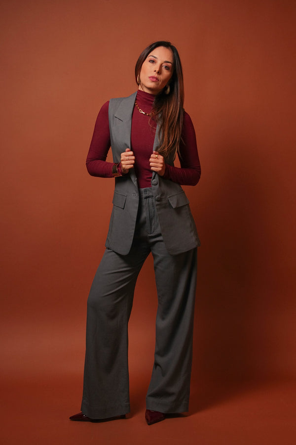 Conjunto Colete Canela & Calça Gardênia