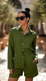 Conjunto Bermuda Jambu e Camisa Amarilis