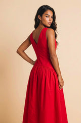Vestido Midi em Tricoline de Algodão - Acácia
