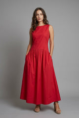 Vestido Midi em Tricoline de Algodão - Acácia